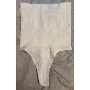 NEW White Hi Waisted Tummy Control Thong‎ Shapewear Panty, Medium